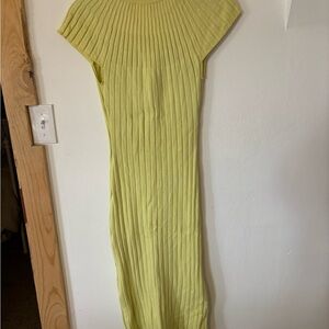 Bhome Elegant Yellow Ribbed Dress
